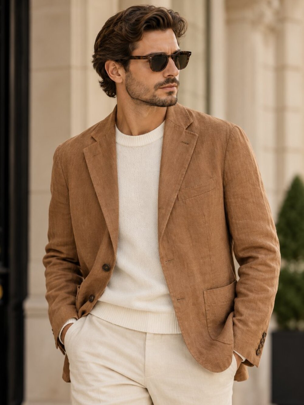 L.B.M. 1911 | Brown Linen Cotton Blazer Made in Italy – Men’s 50R